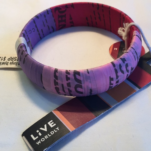 Live Worldly Jewelry - PINK/PURPLE Brazilian-Eco Bangle -MEDIUM size Live Worldly Jewelry - PINK/PURPLE Brazilian-Eco Bangle -MEDIUM size